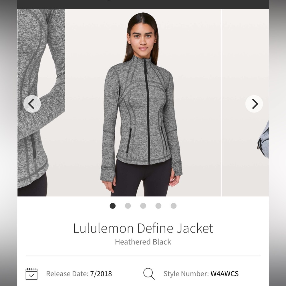 RARE LULULEMON HEATHERED BLACK DEFINE JACKET SIZE 2